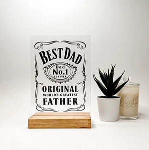 Personalized Wood Base Desk Table Stand Father's Day Best Dad Gift - Picture 1 of 5