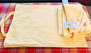 Pottery Barn. 2 Yellow Quilted Stitch Standard Pillow Shams channel tie. 20x26. - Picture 1 of 13