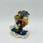 SKIING SNOWMAN WITH TEDDY BEAR IN BACKPACK 3? POLYSTONE ORNAMENT UNBRANDED