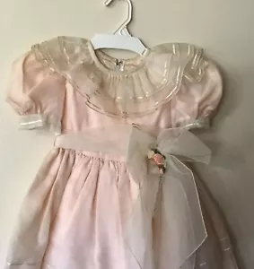 Vtg Sylvia Whyte Childs Dress Size 5 Peach Polyester Tulle Underskirt Dressy - Picture 1 of 6