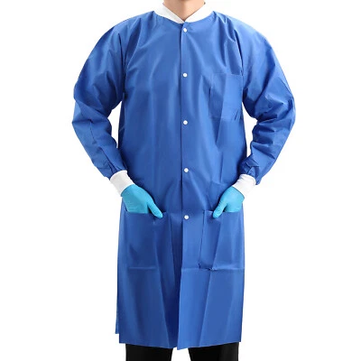 JMU Medical SMS Lab Coats for Adult Disposable Knee Length Lab Jacket 3 Pockets - Image 1 of 4