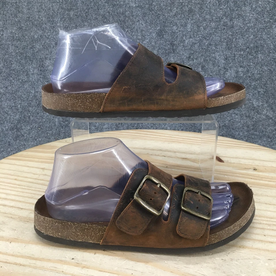 Sandalias de montaña blancas para mujer 8 M Helga hebilla deslizables cuero marrón sin cordones Foto 1 de 4