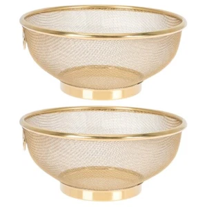 Set of 2 Geschirrsieb Haushaltslecksieb (Gold 24 Cm) Frittierölfilter - Bild 1 von 12