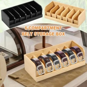 6 Grids Belt Rack Bamboo Belt Organizer Box Waist Belt Storage and Displayer - Picture 1 of 16