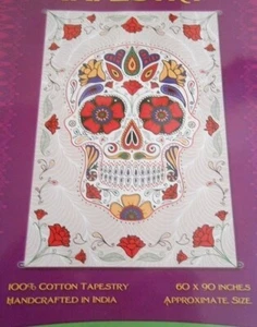 Nuevo tapiz de pared calavera de azúcar blanco 3D 60X90 día de los muertos calaveras sábana - Imagen 1 de 4