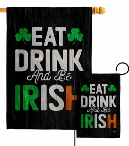Bandiera da giardino irlandese Eat Drink Be primavera San Patrizio regalo decorativo striscione da giardino - Foto 1 di 19