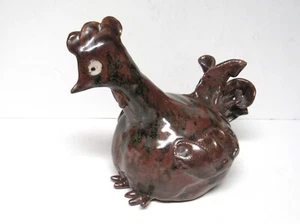 Volkskunst Hahn Vintage handgefertigt Rotware Ton Keramik Huhn Figur - Bild 1 von 12
