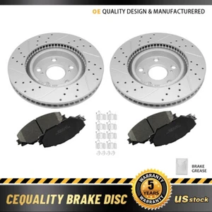 Front Drilled Disc Rotors + Ceramic Brake Pads Kit for 2006 - 2018 Toyota RAV4 - Picture 1 of 6