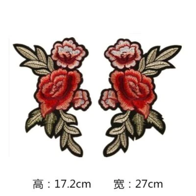 Badge Embroidered Dress Sew on Collar Patch Floral Applique Craft Rose Flower - Image 1 of 4