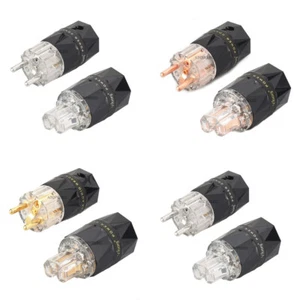 VIBORG Silver/Gold/Rhodium Plated Copper Schuko EU Male+IEC Female Power Plug503 - Picture 1 of 5