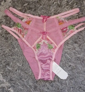 Neu VS/Love for Lemons Riemchen bestickt Blumen High Waist Panty M - Bild 1 von 4