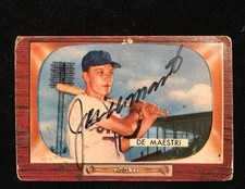 JOE DE MAESTRI 1955 BOWMAN AUTOGRAPHED SIGNED AUTO BASEBALL CARD 176 A'S