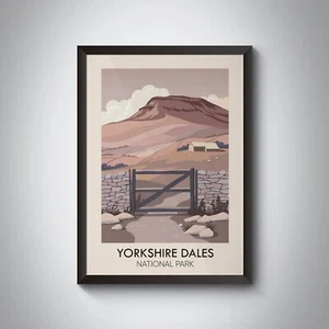 Yorkshire Dales National Park Modern Travel Poster - Framed - Bucket List Prints - Picture 1 of 7
