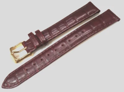 Correa de reloj de grano de cocodrilo acolchada de cuero marrón oscuro Timex de 8" 204mm de longitud 16mm Foto 1 de 4