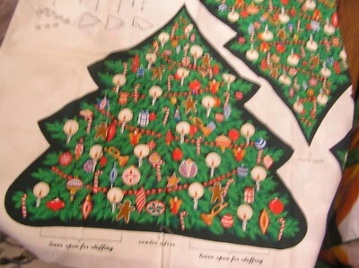 Cranston Print Works Nostalgia OLD FASHIONED 3~D CHRISTMAS Tree Fabric Panel - Image 1 of 4