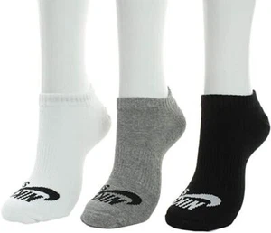 Nike SB No Show Socks 3 Pack Black Grey White New Dri Fit XL 12-15 Men - Picture 1 of 3