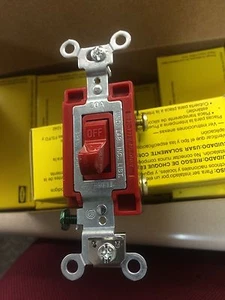 NEW (BOX OF 10) HUBBELL 1221R 20A 120/277V RED SPEC GRADE 1P TOGGLE SWITCH - Picture 1 of 4
