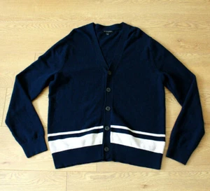 Cárdigan Banana Republic Hombre Abotonado Blanco Rayas Azul Talla L Pecho 42" - Imagen 1 de 11