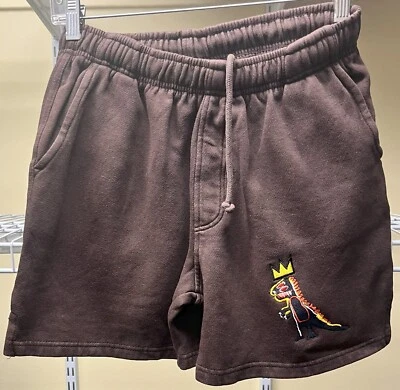 Pantalones Cortos Jean-Michel Basquiat Marrón Urban Outfitters Cintura Elástica Pequeños Nuevos Foto 1 de 4