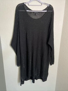 Eileen Fisher seta trasparente metallizzato manica lunga taglie forti 3X - Foto 1 di 7