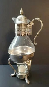 Vintage Silver Plated Carafae Tea/Coffee 10 Cups Kettle With Stand & Burner - Picture 1 of 10