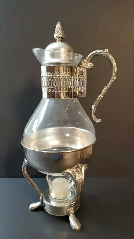 Hervidor de té/café carafae chapado en plata vintage de 10 tazas con soporte y quemador Foto 1 de 4