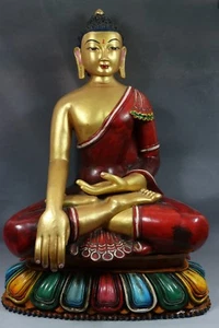 Hermosa estatua de cerámica budista tibetana china - Imagen 1 de 10