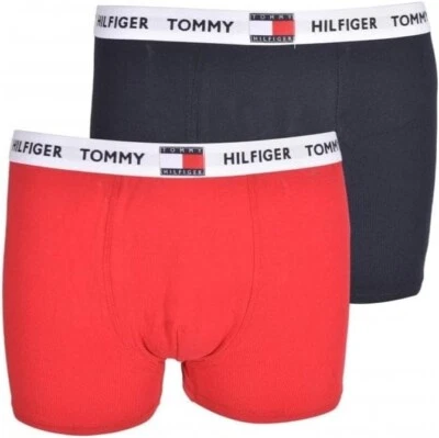 2 x Tommy Hilfiger Niños Calzoncillos Boxer Pantalones Cortos 10-12 Años Azul Marino Nuevo Algodón Elástico Foto 1 de 4