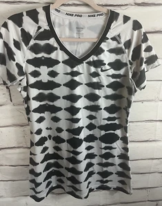 Nike Pro Women's Size L Black/White Short Sleeve Shirt - Picture 1 of 5