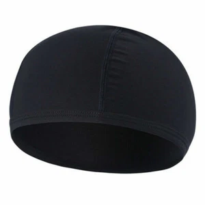 Herren schwarz Schweiß Dochtkappe Helm Futter Schädel Kappen Kopf Wrap Doo Beanie Mütze - Bild 1 von 11