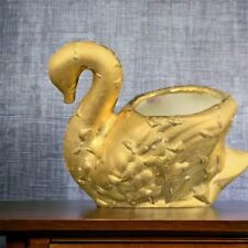 Gold Weeping Swan Mini Planter / Toothpick Holder Ceramic Vintage MCM 2.25"H