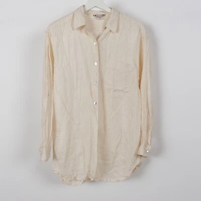 Camisa De Colección Henri Bendel Botón Seda Textura Fluida Pequeña De Gran Tamaño Hecha en EE. UU. Foto 1 de 4