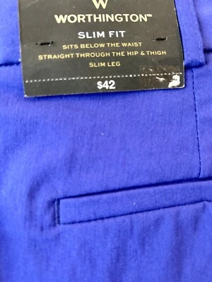 NUEVO CON ETIQUETAS* Pantalón Worthington Calce Ajustado Pierna Hasta el Tobillo Verve Violeta Mujer TALLA 10 Foto 1 de 4
