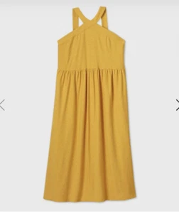 1X- Women's Yellow Plus Size Sleeveless Dress Sundress Ava And Viv Sun Dress NWT - Picture 1 of 7