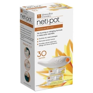 Himalayan Chandra Sinus Rinse Porcelain Neti Pot with 30 Sachets 11 oz Pack of 3 - Picture 1 of 5