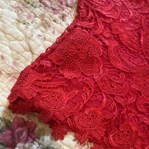 Venus Women’s Sz 14 Red Floral Lace Strap Sheer Camisole Corset Fit Top Zip Back - Picture 1 of 14