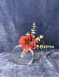 Vase Crystal Round Disc, Possibly Moser, Modernist Unique Item Nice Gift - Picture 1 of 8