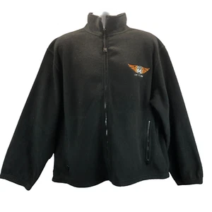 WeatherPerfect Route 66 LIVE TO RIDE Mens L Full Zipper Fleece Jacket Black LS - Picture 1 of 10