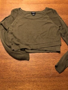 Rue 21 Women's Junior Olive Green Solid Short Cropped Sweater Size XL - Picture 1 of 8