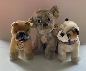 Steiff: 3 Hunde 1959 bis 1967 * „Bully“, „Mopsy“ und „Boxer“ - Bild 1 von 7