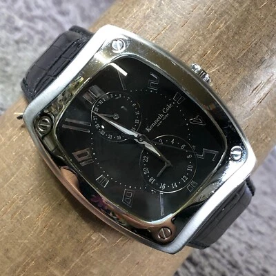 Relógio Kenneth Cole unissex KC1246 vestido couro preto quartzo analógico 37mm 7 3/4" - Imagem 1 de 4