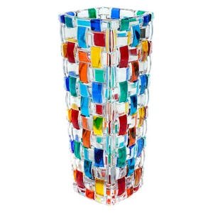 Murano Glass Vase Multi Coloured Hand Painted - Picture 1 of 7