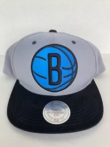 NBA Brooklyn Nets MITCHELL & NESS Snapback Nostalgia Cap Hat Grey Blue Black - Picture 1 of 6