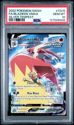 2022 POKEMON SWORD & SHIELD SILVER TEMPEST #TG15 FULL ART/BLAZIKEN VMAX PSA 10 - Image 1 of 2