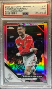 Cristiano Ronaldo PSA 9 Topps Chrome 2021 UEFA Pink Refractor Manchester # /175 - Picture 1 of 2