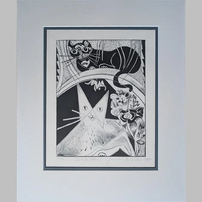 Hermann Naumann Die lieben Katzen Lithografie handsigniert und limitiert - Bild 1 von 2