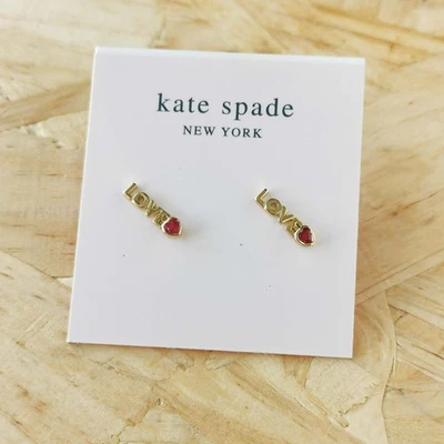 NUEVO Mini Pendientes Kate Spade Love You Mom Rosa Dorado Foto 1 de 3