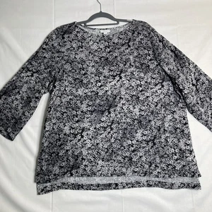 Pure J Jill Cotton Gaze Pullover Tunika Oberteil Damen Gr. XL grau geblümt 3/4 Ärmel - Bild 1 von 9