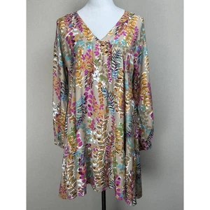 Damen Baby Puppenkleid Langarm Herbstfarben Blumen Gr. S Boho Bauern - Bild 1 von 16