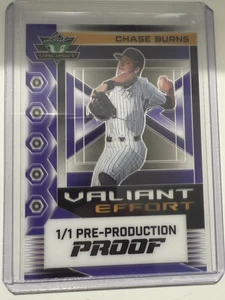 CHASE BURNS 2024 Leaf Valiant Effort Pre-Production Proof 1/1 RC - Picture 1 of 1
